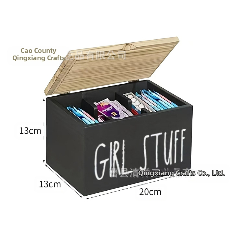 Határokon átnyúló kreatív fa asztali tetővel, különféle tárgyak rendszerezésére, tárolódoboz, fürdőszobai tampontároló doboz