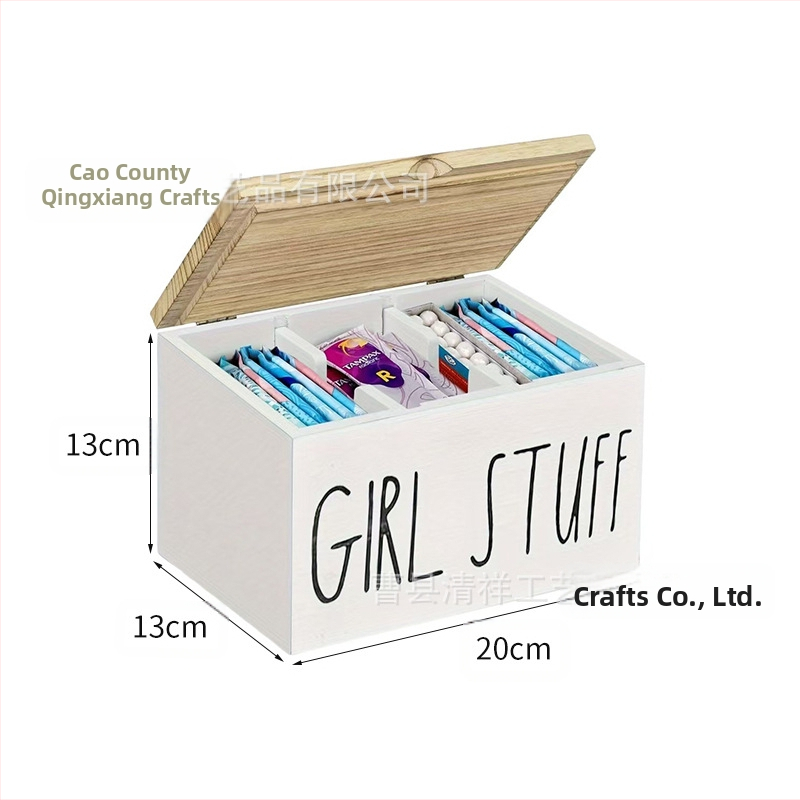 Határokon átnyúló kreatív fa asztali tetővel, különféle tárgyak rendszerezésére, tárolódoboz, fürdőszobai tampontároló doboz