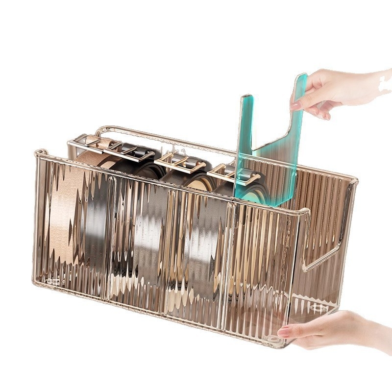 Cutie de depozitare pentru curea, compartiment pentru uz casnic, organizator de cravate, suport de afișare pentru desktop, cutie de depozitare transparentă pentru curea pentru bărbați