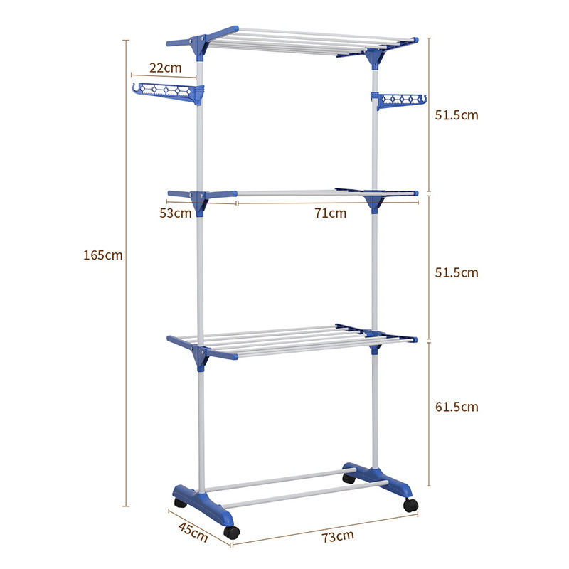 Cross-Border erkélyes, álló ruhaszárító állvány, összecsukható, multifunkcionális törölközőtartó, többrétegű, kivehető, teleszkópos szárítóállvány, közvetlen értékesítés