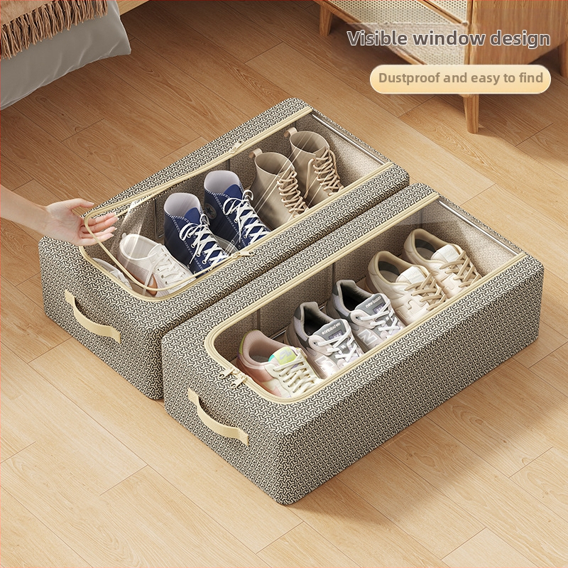 Zárminta telepítésmentes háztartási cipőtároló doboz vastagított acélvázas összecsukható tárolódoboz ágy alján található cipőtároló doboz