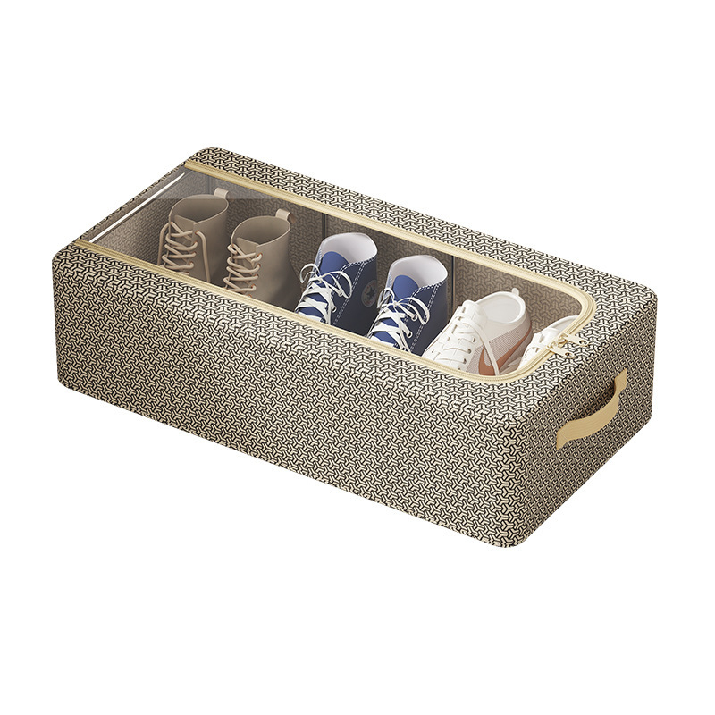 Zárminta telepítésmentes háztartási cipőtároló doboz vastagított acélvázas összecsukható tárolódoboz ágy alján található cipőtároló doboz