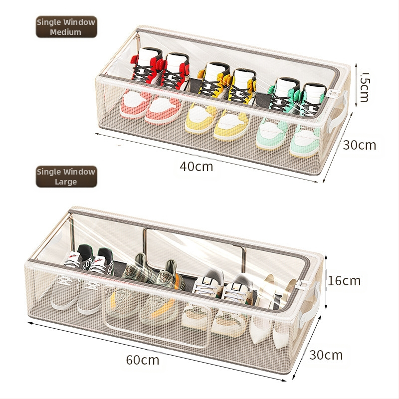 Zárminta telepítésmentes háztartási cipőtároló doboz vastagított acélvázas összecsukható tárolódoboz ágy alján található cipőtároló doboz