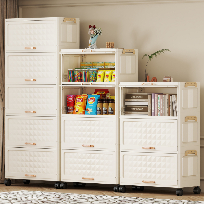 Elutoa mänguasjade suupistete põrandal seisev hoiuriiul ühiselamu paksendatud hoiukapp lihtne hoiuraam ratastega kombineeritud hoiukapp