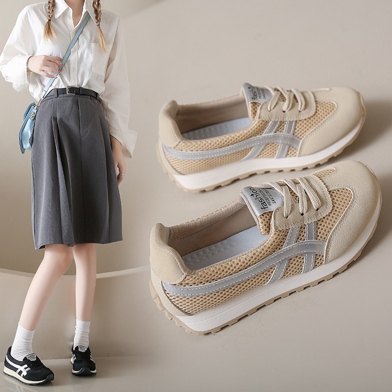 Jcf213 Pantofi noi respirabili din piele colorată blocată pentru femei 2024 Adidași casual cu talpă groasă pentru a crește înălțimea, stil K, rezistenți la uzură și Trbottomy