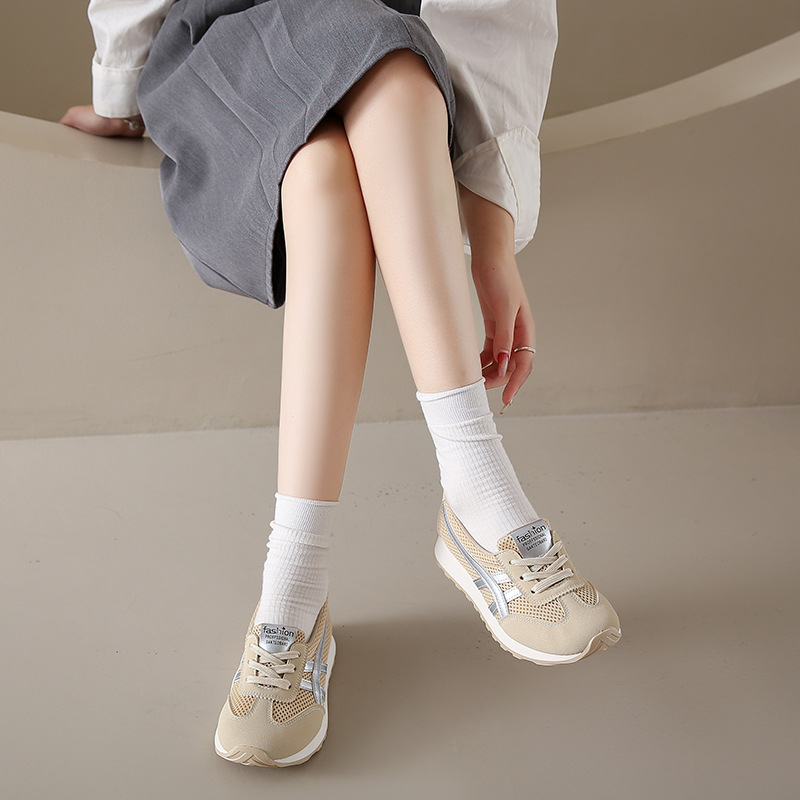 Jcf213 Pantofi noi respirabili din piele colorată blocată pentru femei 2024 Adidași casual cu talpă groasă pentru a crește înălțimea, stil K, rezistenți la uzură și Trbottomy