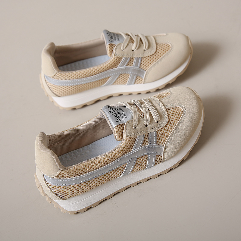 Jcf213 Pantofi noi respirabili din piele colorată blocată pentru femei 2024 Adidași casual cu talpă groasă pentru a crește înălțimea, stil K, rezistenți la uzură și Trbottomy