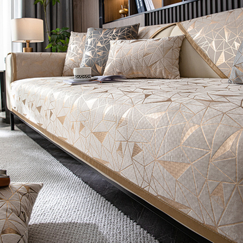 Egyszerű európai könnyű luxus stílusú kanapépárna, csúcskategóriás zsenília bronzosító kézműves párna, négy évszakos univerzális csúszásmentes kanapéhuzat