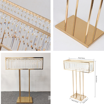 Γαμήλια αξεσουάρ Ορθογώνιο σίδερο ηλεκτρολυτικά επιμεταλλωμένο κρύσταλλο Διακοσμητικό τραπεζιού Λουλούδια για αίθουσα γάμου, αίθουσα δεξιώσεων, στολίδια σκηνής