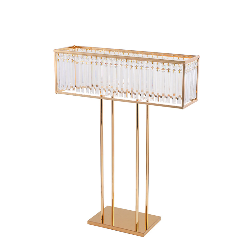 Vestuvių rekvizitai, stačiakampiai, geležiniai, galvanizuoti krištolo dekoratyviniai stalo gėlių reikmenys, vestuvių salės pokylių salės dekoravimo papuošalai