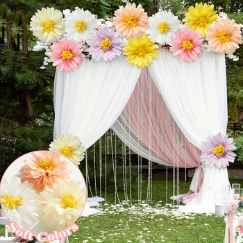 Цветя от маргаритки, хартиени цветя, вътрешни, външни, партита, рожден ден, сватбени реквизити, декорация, оформление на събитие, атмосферни материали