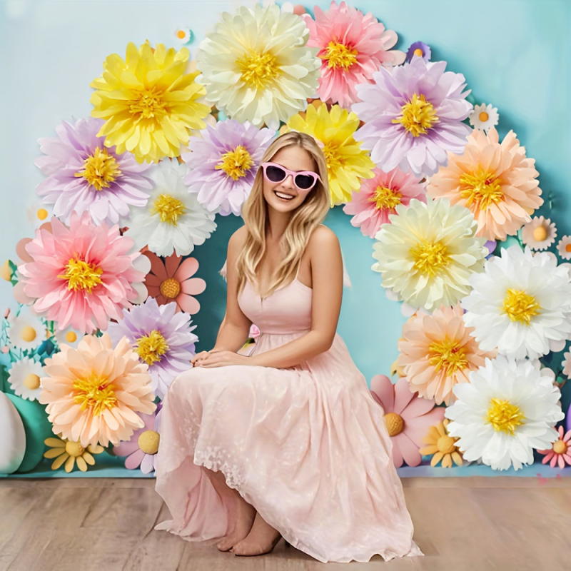 Ramunių gėlės Popierinės gėlės Vidaus ir lauko vakarėlis Gimtadienio vakarėlis Vestuvių atributika Dekoravimas Renginio išdėstymas Atmosferos reikmenys