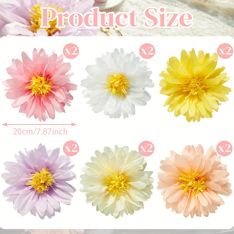 Ramunių gėlės Popierinės gėlės Vidaus ir lauko vakarėlis Gimtadienio vakarėlis Vestuvių atributika Dekoravimas Renginio išdėstymas Atmosferos reikmenys