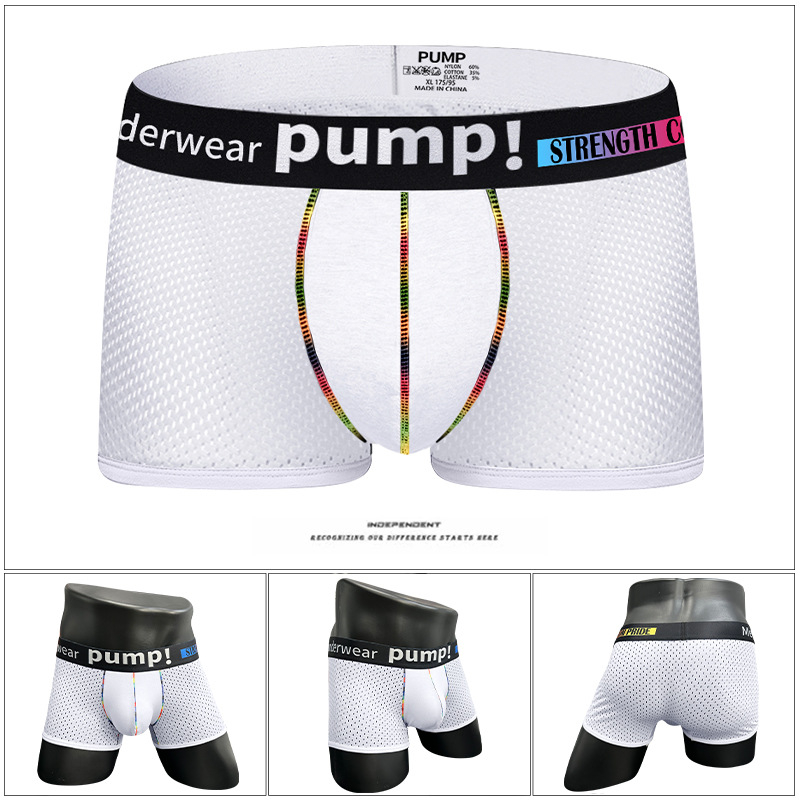 PUMP uued meeste bokserid, võrgust, hingavad, seksikad, sportlikud, madala vöökohaga, ühevärvilised, moodsed lühikesed püksid