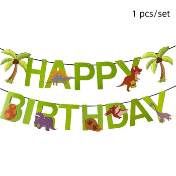 Tarptautinis naujas Juros periodo dinozaurų džiunglių tematikos žaliųjų vėžlių lapų bleo grandinėlės gimtadienio šventės rinkinys