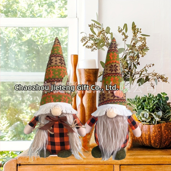 Naujos Padėkos dienos dekoracijos, megztos moliūgų kepurės, klevo lapas, Rudolfo lėlė, goblino papuošalai