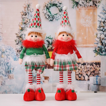 Διασυνοριακή Χριστουγεννιάτικη Κούκλα Ξωτικού Αναδιπλούμενη Διακόσμηση Πάρτι με Κούκλα Κινούμενων Σχεδίων Λούτρινη Κούκλα Επιτραπέζιο Στολίδι