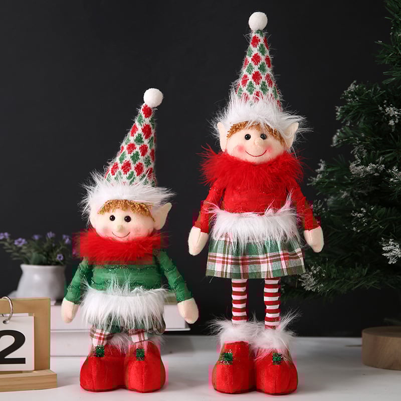 Kalėdų elfo lėlės ištraukiama koja, vakarėlio dekoracija, animacinių filmukų lėlės pliušinė lėlė, darbalaukio ornamentas