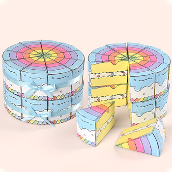 Сладка креативна триъгълна торта във формата на торта за рожден ден, изненада, цветна подаръчна кутия, опаковъчна кутия 10 бр./опаковка