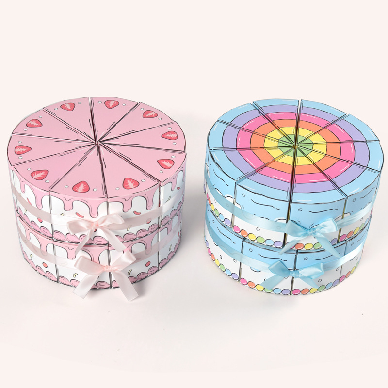 Сладка креативна триъгълна торта във формата на торта за рожден ден, изненада, цветна подаръчна кутия, опаковъчна кутия 10 бр./опаковка