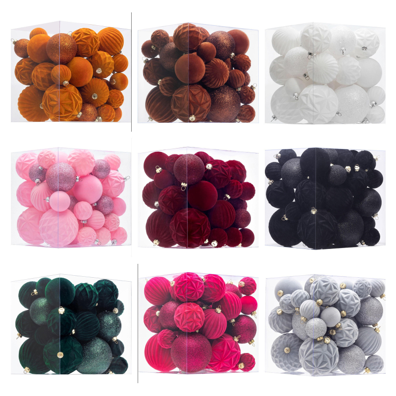 Amazonov novi set božićnih ukrasa od baršuna, 4/6/8 cm, 36 komada, nelomljivi, veleprodaja