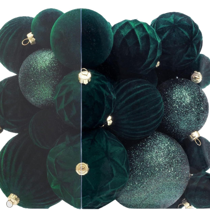 Amazonov novi set božićnih ukrasa od baršuna, 4/6/8 cm, 36 komada, nelomljivi, veleprodaja