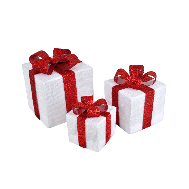 Karácsonyi díszek kovácsoltvas világító ajándékdoboz karácsonyfa fejdíszek jelenet elrendezés ablak kúp dekoráció