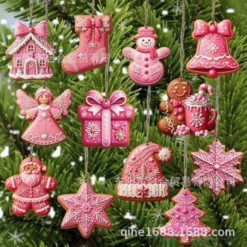 Дървен коледен висящ костюм с мотиви на джинджифил и Дядо Коледа, подходящ за украса за елха и празнични подаръци