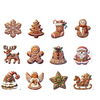 Дървен коледен висящ костюм с мотиви на джинджифил и Дядо Коледа, подходящ за украса за елха и празнични подаръци