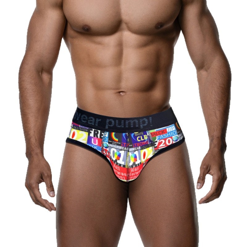 Vyriški vasariniai ploni grafiti spaudos trikampio formos apatiniai, madingi, žemo juosmens, kvėpuojantys, vientisi, siuntimo būdu pristatomi apatiniai.