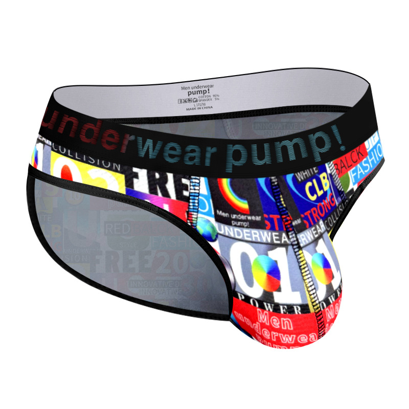 Vyriški vasariniai ploni grafiti spaudos trikampio formos apatiniai, madingi, žemo juosmens, kvėpuojantys, vientisi, siuntimo būdu pristatomi apatiniai.