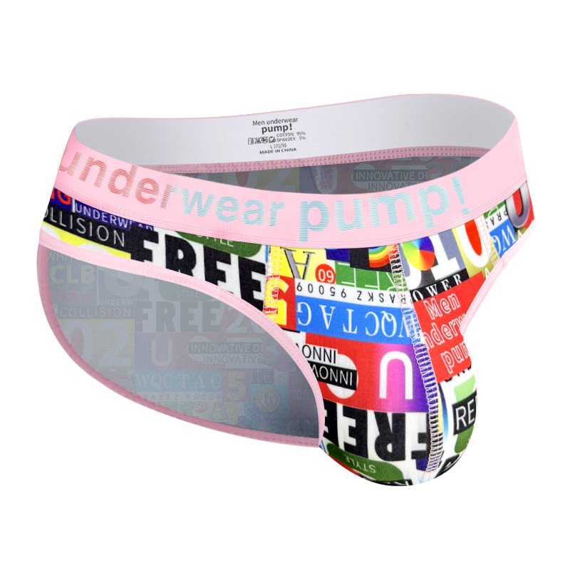 Vyriški vasariniai ploni grafiti spaudos trikampio formos apatiniai, madingi, žemo juosmens, kvėpuojantys, vientisi, siuntimo būdu pristatomi apatiniai.