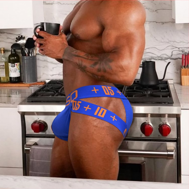 [Melna figūra] seksīgas vīriešu biksītes ar augstu dakšiņu, siksniņas, diegu kokvilnas sporta U formas, izliektas gurnu apakšveļas vīriešiem