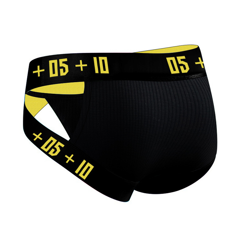 [Juoda figūra] seksualios vyriškos kelnaitės su aukštu šakute, siūlinės medvilnės sportinės U formos išgaubti klubai, vyriški apatiniai