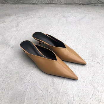 Παντόφλες Baotou με μυτερές μισές μπότες για γυναίκες το 2025, μαύρες, ψηλοτάκουνες, με μεσαίο τακούνι, λεπτό τακούνι και ψηλοτάκουνα παπούτσια Muller