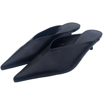 Παντόφλες Baotou με μυτερές μισές μπότες για γυναίκες το 2025, μαύρες, ψηλοτάκουνες, με μεσαίο τακούνι, λεπτό τακούνι και ψηλοτάκουνα παπούτσια Muller