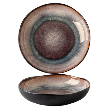Η Alley προτείνει πιάτο σαλάτας 9 ιντσών κεραμικό βαθύ πιάτο σούπας ελαφρύ πολυτελές ακανόνιστο ρετρό πιάτο οικιακής χρήσης