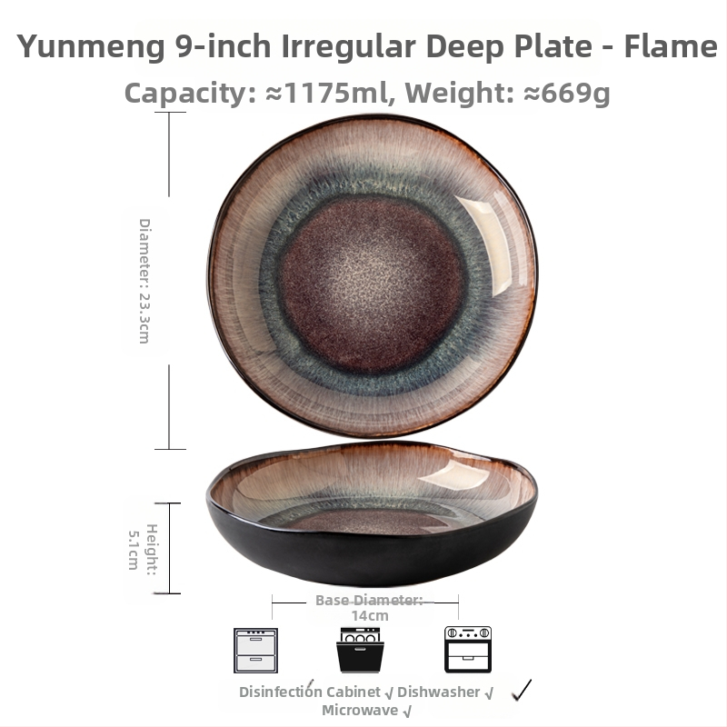 Az Alley salátástányért ajánl, 9 hüvelykes farokú kerámia mélytányért, levesestányért, könnyű luxus, szabálytalan retró háztartási edényt