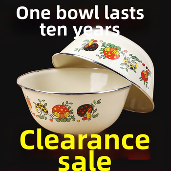 [Kümme aastat kausi jaoks] Vanamoodne emailitud kraanikauss kaanega, paksendatud suur majapidamise emailitud emailitud nõudepesukauss