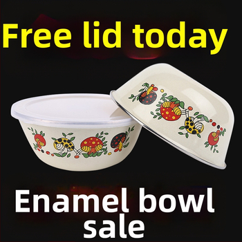 [Kümme aastat kausi jaoks] Vanamoodne emailitud kraanikauss kaanega, paksendatud suur majapidamise emailitud emailitud nõudepesukauss