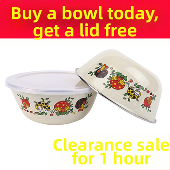 [Kümme aastat kausi jaoks] Vanamoodne emailitud kraanikauss kaanega, paksendatud suur majapidamise emailitud emailitud nõudepesukauss