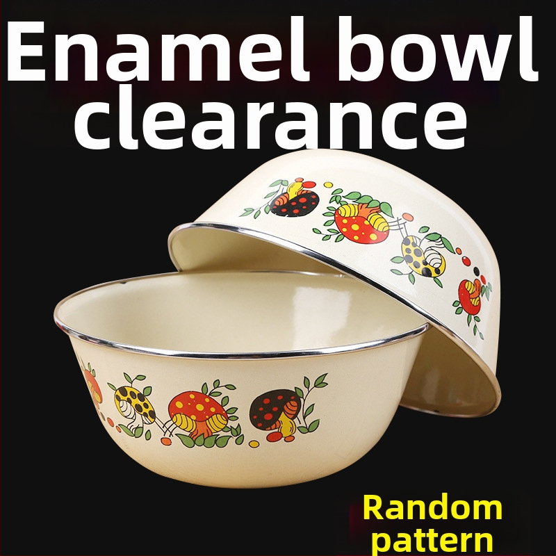 [Kümme aastat kausi jaoks] Vanamoodne emailitud kraanikauss kaanega, paksendatud suur majapidamise emailitud emailitud nõudepesukauss