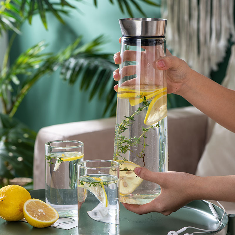 Didelio borosilikato daniškas virdulys, buitinis stiklinis virdulys, didelės talpos virdulys, šalto vandens virdulys, arbatos virdulys, sulčių puodas