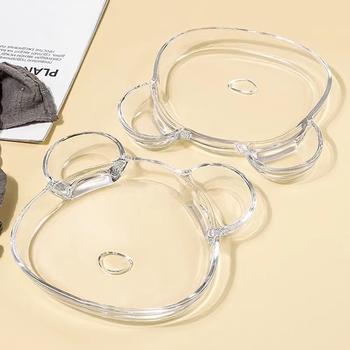 Stiklinė koldūnų lėkštė Buitinė meškų vaisių lėkštė su padažu riebalus mažinantiems dietiniams lėkštės užkandžiams Džiovintų vaisių užkandžiai Dietinė lėkštė