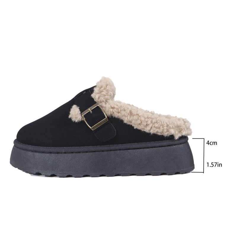 2025 Ősz/Tél Új Nagy Méretű Szőrös Slip-on Hótaposó Női Alkalmi Félcipő Vastag Talpú Velúr Női Pamut Cipő