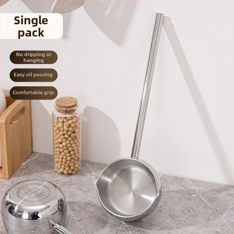 Sutirštintas 304 nerūdijančio plieno ilgos rankenos aliejaus purslų puodas mažas puodas virtuvės restorano aliejaus tepimo mini puodas plokščiadugnis karšto aliejaus puodas
