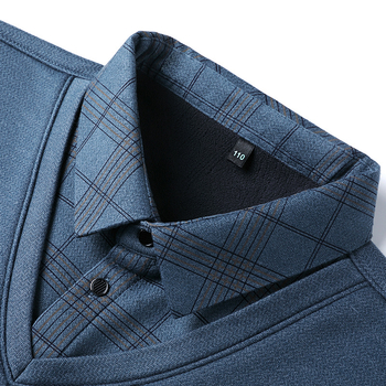 Χειμερινό ανδρικό μακρυμάνικο μπλουζάκι δύο τεμαχίων με επένδυση φλις, ψεύτικο, ανδρικό σετ δύο τεμαχίων με τοπ, με πυκνή επένδυση και ζεστό φούτερ για άνδρες