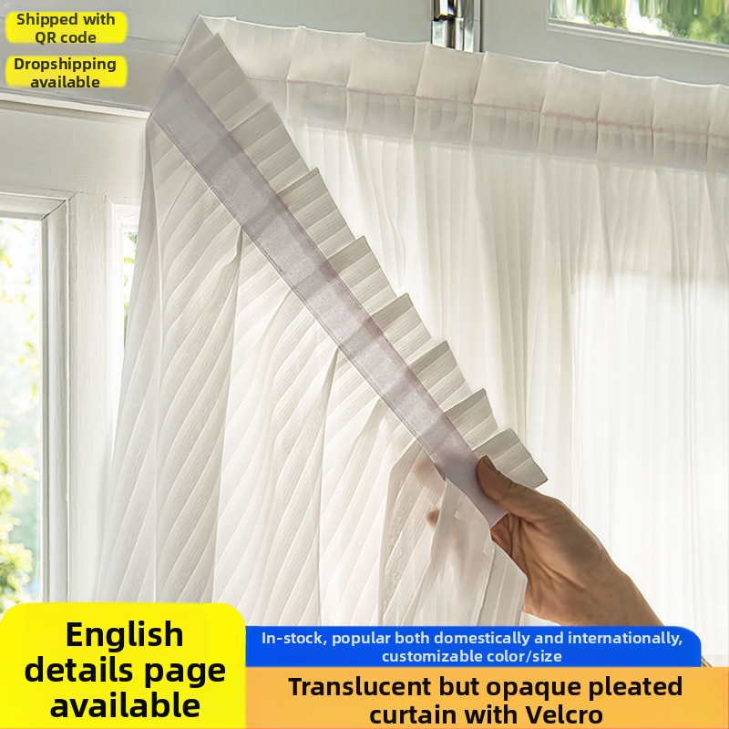 Tarpvalstybinė užsienio prekyba Venecijos siūlų užuolaida Marlės užuolaida Velcro juosta be perforacijos Savaime limpanti skaidri pralaidi trumpa marlės užuolaida