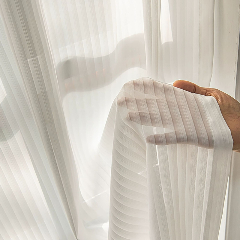 Piiriülene väliskaubandus Veneetsia lõngast kardin Marli kardin Takjapaelaga augustamata paigaldus Isekleepuv läbipaistev lühike marli kardin