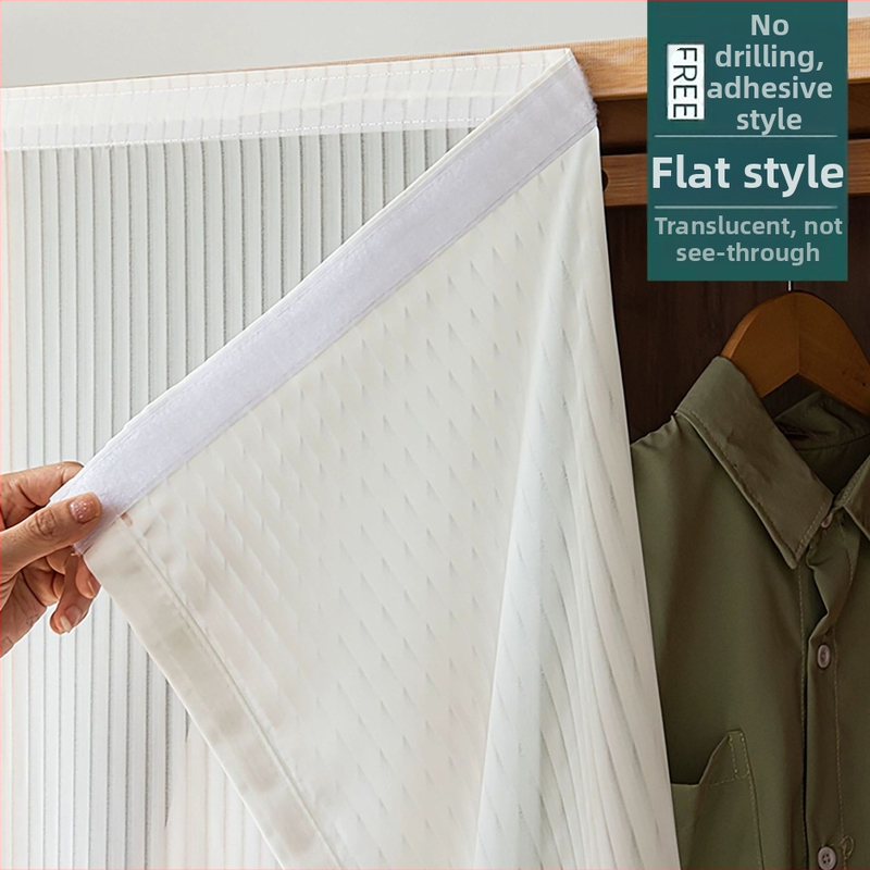 Tarpvalstybinė užsienio prekyba Venecijos siūlų užuolaida Marlės užuolaida Velcro juosta be perforacijos Savaime limpanti skaidri pralaidi trumpa marlės užuolaida